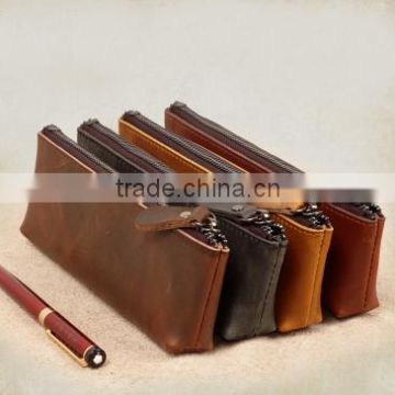 Oem factory wholesale genuine leather pencil box case