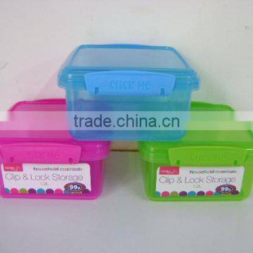 Plastic clip&lock storage container 1.2L #TG10906