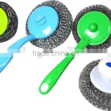 Factory Supply Daily Need Handle Mesh Scourer/Cleaning Scourer With Plastic Handle