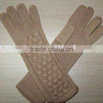 ladies winter knitted long cashmere gloves mittens