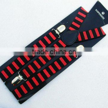 Fashion red and black stripe elastic supenders for women