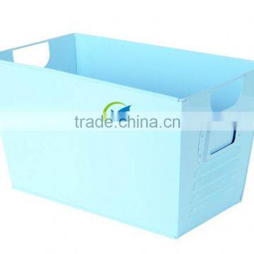 Blue color galvanized metal office file basket