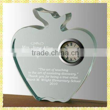 Handmade Unique Exquisite Crystal Apple Clock For Teachers Day Gifts