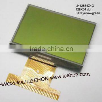 STN yellow green monochrome COG dot matrix lcd display 128X64