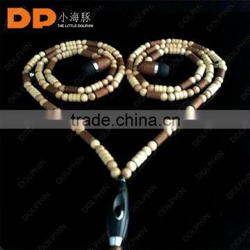 High quality wooden earphone beads earphone necklace earphone with microphone