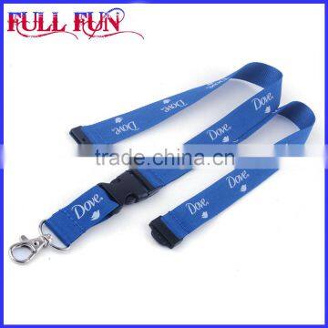 Blue color Personalized Printed Funny Lanyards with Logo, metal clasp, plastic buckle and safety breakaway