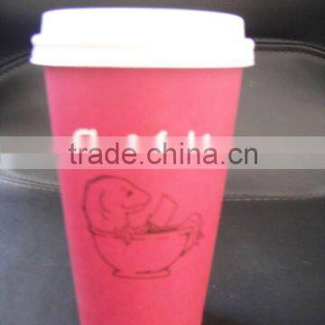 16oz red printing hot coffee cup with lid