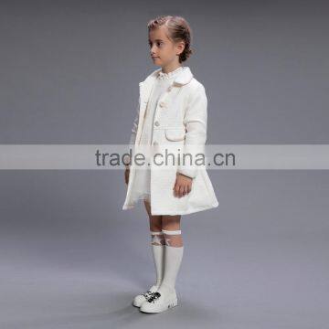 British Royal Style White Long Winter Coat For Girls