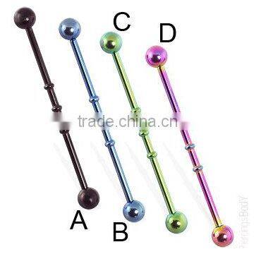 Anodized rainbow stripes industrial barbell