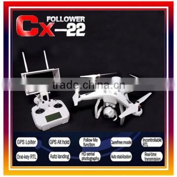 CX-22 Follow Me Hobby Drone 4CH 6-Axis Dual GPS Quadcopter camera FPV Drone