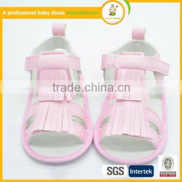 Fancy lovely new design baby girl cute pink color cheap leather sandals