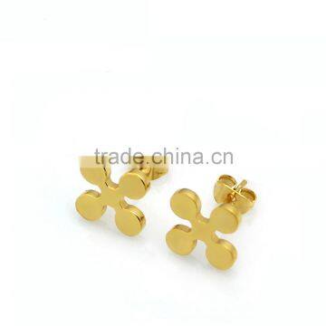 14K Dubai Gold Jewelry Cross Shaped Stud Earrings