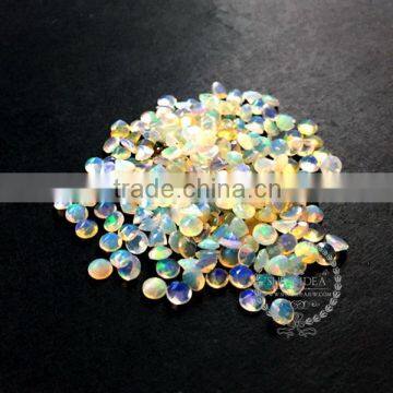 4-4.3mm round tiny faceted white opal rainbow color semi precious loose stone gemstone diy ring earrings cabochon 4110116