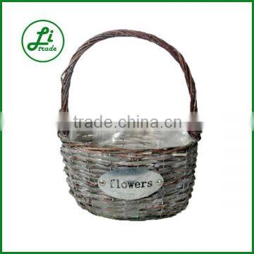 rustic willow woven planter basket