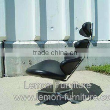 Indoor Chaise Lounge Poul Volther Leather Corona Chair With Ottoman in Living Room photo-3