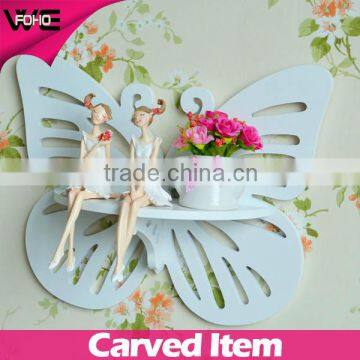 wooden shelf bathroom butterfly shape,Decorative modern display decorative wall decor shelf for sale