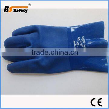 BSSAFETY Oil Resistant Blue Pvc Sand Polish Gloves From Gaomi Factory photo-4