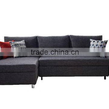 Fashion L Shaped Fabric Folded Sofa Cum Bed Design With Storage