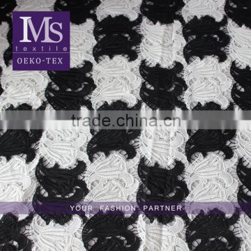 2016 New design black white colors cotton lace embroidery lace fabric for dress