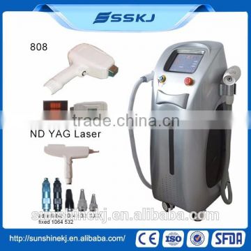 2017 New multi-function 2 in 1 vertical 808nm diode and yag laser tattoo removal