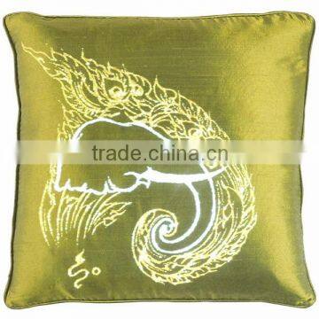 Pillow Case Cushion Covers Silk Art Fabric Painting Handmade Thailand ELEPHANT Floral