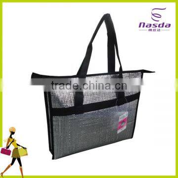 handled fashional silver cooler bag