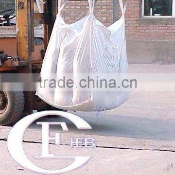 fork truck lifting PP woven bulk bags used for storage