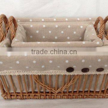 rectangle wicker nested storage boxes with two ears