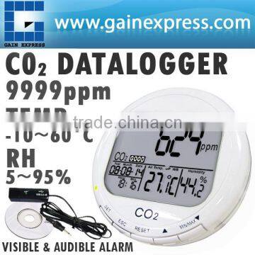 Digital 3-in1 CO2 Carbon Dioxide Sensor Desktop Indoor Air Quality Data logger Temperature Relative Humidity RH 9999ppm Monitor
