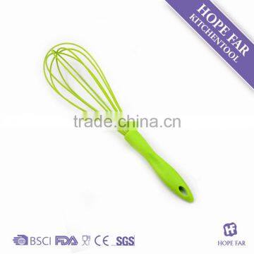 0300200 High quality 12" green color silicone whisk with PP handle