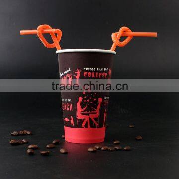 factory price 16oz custom logo printed double PE cold drink paper cup