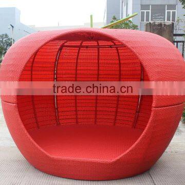 2016 Newest Outdoor Rattan Furniture Distinct Red Apple Round Sunbed photo-2