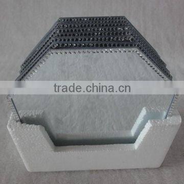 octagon frameless mirror votive candle plate