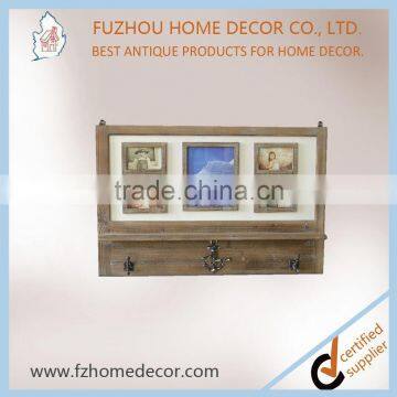 2016 New Style Antique Wooden Wall Shelf With Photo Frame & Hangers photo-5