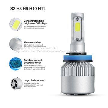 Led Headlight COB 4000LM/8000LM S2 H8 H9 H11 Cob Led Car Headlight High/low 72w 8000lm 2.5a Led Car Headlight photo-2