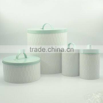 Powder-Coated Retro Metal Embossed Dianond Tea Coffee Sugar Storage Canister,Bread Bin,Cake Tin photo-2
