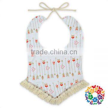 Wholesale Flower Print Organic Baby Bibs One Size Fits Tassel Baby Bandana Drool Bibs photo-3