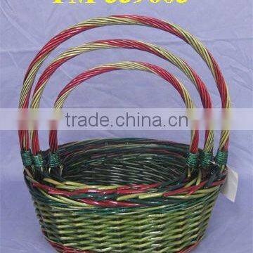 christmas wicker baskets with brown colorful handles