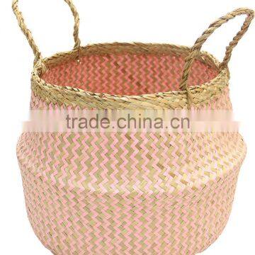 Pink seagrass storage basket/ Laundry Belly seagrass baskets