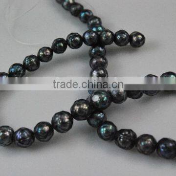 3-4mm black potato shape freshwater pearl strand