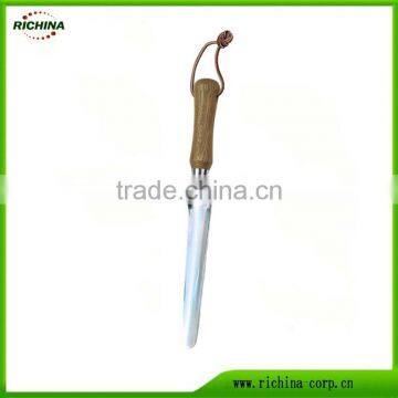 Stainless Steel Garden Widger, Weed Transplanter, mirror polished surface, ash wood handle