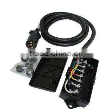 S10371 7-Way 6FT Trailer Plug Cord With 7-Pole Wiring Junction Box - Inline Harness Kit RV Blade Molded Wire Connector photo-3