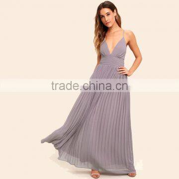 Pleated Maxi Long Chiffon Dress For Women