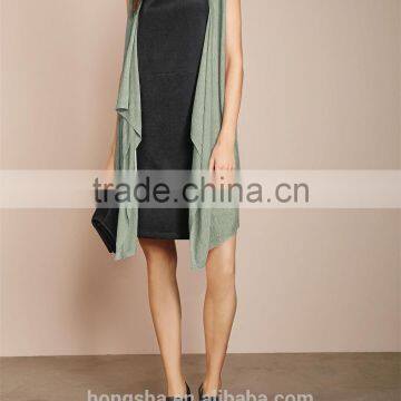 2016 Smart Sleeveless Sparkle-Yarn Cardigan With Waterfall Front HSC8007 photo-4