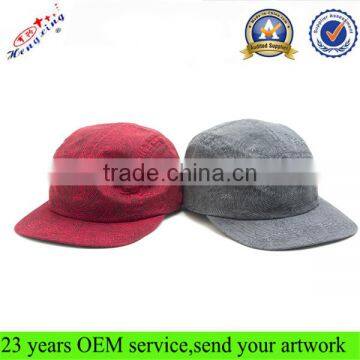 Cheap handmade china blank floral 5 panel hats/caps