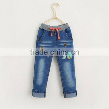 Car sailing embroidery waist denim trousers