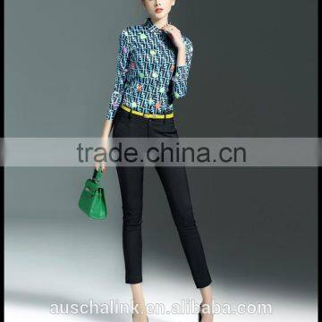 Latest Western Long Sleeve Lapel Print Shirt Design for Women photo-3