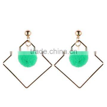 Fashion Colorful Pompon Gold Plated Hoop Earrings for Women Accessories photo-3