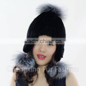 CX-C-42D Winter Cap With Earflap Knitted Real Mink Fur Cap photo-6