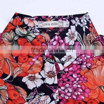 2015 Latest Hot Sell European Summer Hot Sale Flower Style Shirt Women Tee Shirt photo-6